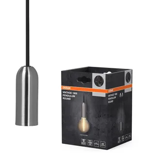 OSRAM Vintage 1906® Pendelleuchte ROUND E27, chrome, max. 25W (LED 15W), E27 Sockel, runder Baldachin, Innenraum-Pendelleuchte, Kombination mit 1906 Vintage-Lampen, Kombination mit smarten Lampen