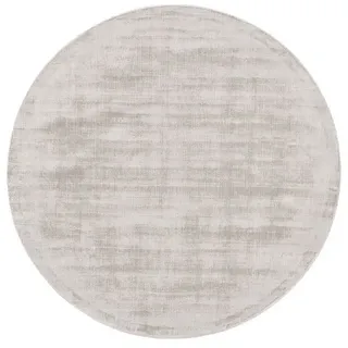 benuta pure Viskoseteppich rund Nova Hellgrau ø 120 cm rund - Moderner Kurzflor-Teppich für Wohnzimmer