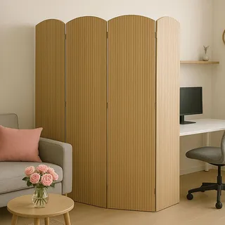 Bambus Paravent HWC-O30, Raumteiler Trennwand Sichtschutz, zusammenklappbar 4 Paneele 170x162cm