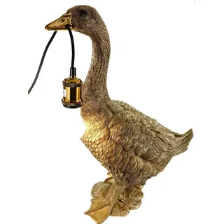 formano Gans Lampe 60cm Gold - Designer Tisch & Stehlampe E27 - Moderne Kunstharz Leuchte Wohnzimmer Schlafzimmer Deko - Elegante Beleuchtung Tier Vogel Motiv