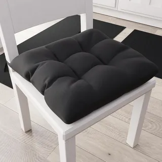 PETTI Artigiani Italiani - Kissen für Küchenstuhl, Set mit 6 Kissen für Küchenstühle, aus Baumwolle mit Bändern, Schwarz, 100% Made in Italy