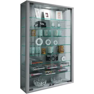 VCM Wandvitrine Vitrosa Mini 59 x 18 x 91 cm Silber