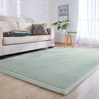 Loartee 3 cm Krabbeldecke Kind, 100x100 cm korallenrote Samt-Kinderteppich