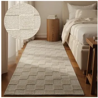 Villeroy & Boch Wollteppich »Scala« rechteckig 10 mm Höhe Handgewebt, Wolle, Kariert, Natur, 3D-Struktur, Karo, Wohnzimmer