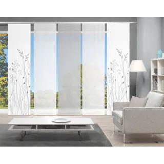 VISION S Schiebegardine »GRASIL 5er SET« Paneelwagen 5 Stk. tlg. Bambus-Optik, Digital bedruckt, grau