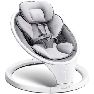 Munchkin Electric Baby Bouncer Chair, Bluetooth Enabled Baby Swing Chair, Baby Rocker & Gentle Baby Bouncing Chair, Newborn Baby Hammock, Portable Soothing Baby Chair with Motion & Sounds- Grey/White