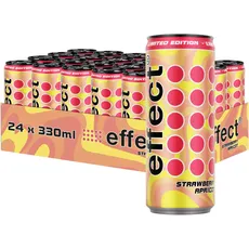 effect® STRAWBERRY APRICOT Energy Drink - 24 x 0,33l Dose - Erfrischungsgetränk mit Erdbeer-Aprikosen-Geschmack - Energieschub im 24er Einweg Dosen-Tray
