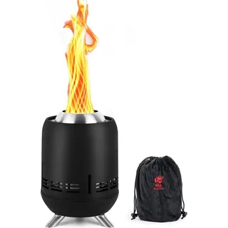 Tragbare Tisch-Feuerstelle - 9 Zoll, rauchfrei, geringe Rauchentwicklung, Mini-Outdoor-Ofen, betrieben mit Pellets oder Holz für Camping, Terrasse, Garten