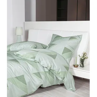 Janine Bettwäsche J. D. Mako-Satin 135x200 cm, mit 1 Kissen Bettbezug - Grün