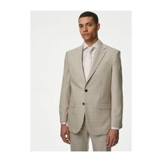 Mens M&S Collection Regular Fit Check Stretch Suit Jacket - Neutral, Neutral - 42-SHT