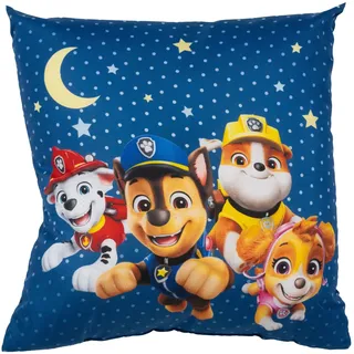 United Labels Paw Patrol Kissen, Kopfkissen 40x40 cm, Blau, Sofakissen Mond & Sterne, Dekokissen für Fans
