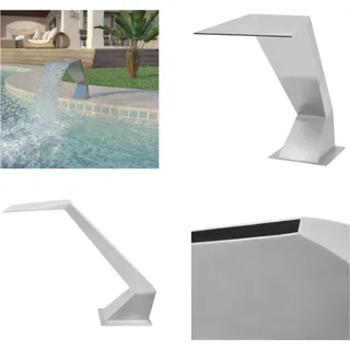 vidaXL Pool Wasserfall Edelstahl 64x30x52 cm Silbern - Poolbrunnen - Pool-Brunnen - Schwimmbadbrunnen - Springbrunnen - Silber