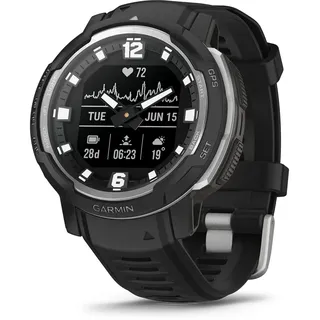 Garmin Instinct Crossover BT 45 mm Edelstahlgehäuse schwarz Silikonarmband schwarz One Size