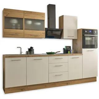 Stella Trading Küchenzeile Capri 280 cm Weiß Eiche Artisan