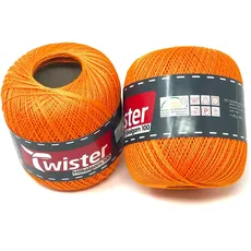 Twister Häkelgarn orange Handstrickgarn Baumwollgarn 2x100g