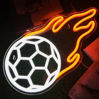 Flixyticy Fußball Neon Schild für Wanddeko, Football LED Leuchtschild Hängeschild Türschild USB-Betrieb mit dimmbarem Schalter für Spielzimmer Wohnzimmer(Football)