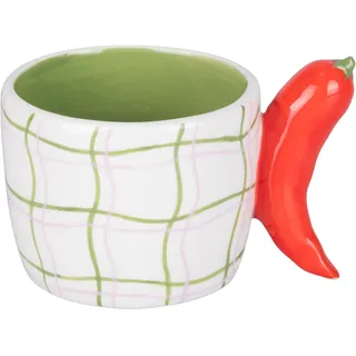 Villa d'Este Home Tivoli 2000 Fruit Life Keramikbecher, 350 ml, mit Griff in Chilischoten-Design