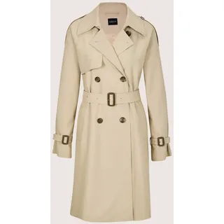 Trenchcoat MADELEINE "Trenchcoat Eleganter gefütterter Zweireiher", Damen, Gr. 44, beige (cappuccino), Obermaterial: 80% Polyester PES. 20% Viskose CV., Modern, Mäntel Trenchcoat, Trench Longform