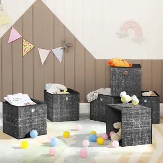 Songmics Aufbewahrungsbox 30 x 30 x 30 cm 6-tlg. schwarz