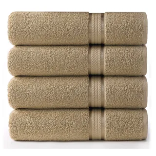 COTTON CRAFT – Ultra weiche Badetücher – 76 x 137 cm – Leinen – 100% Reine ringgesponnene Baumwolle – luxuriöser Viskose-Rand – ideal für den täglichen Gebrauch – pflegeleicht in der Maschine waschen