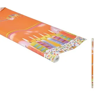 Rire et Confettis Tischdecke, gekrümmt, 1,18 x 5 m, Papier, Orange, 118 x 500