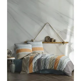 Yadetextil Bettwäsche 135x200 cm. 2 teilig set bunt 100% Baumwolle/Renforcé, orange gestreift, Duko V1