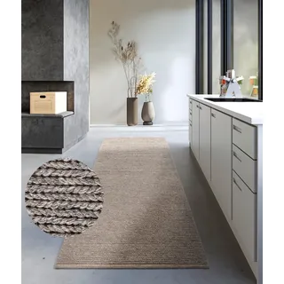 Villeroy & Boch Wollteppich Francois - Natur Wohnzimmerteppich - Handgewebt & Natürlich - Boho Teppich Wolle für Wohnzimmer, Schlafzimmer, Esszimmer, Flur, Küche – Linen, 80x200cm