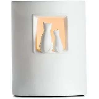 Gilde Lampe Tischlampe Katzenpaar Weiß