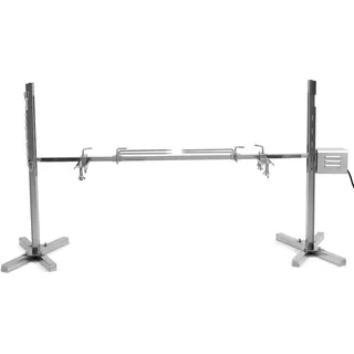 BBQ-Toro Spanferkelgrill mit Motor | höhenverstellbarer Spießgrill | elektrisches Grillspieß Set - Silber