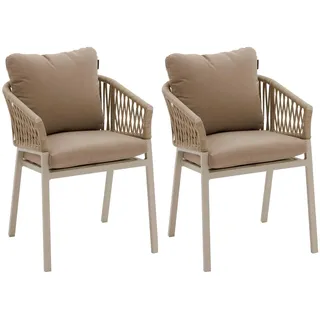 Hespéride – 2er-Set Gartensessel in Oriengo Beige & Ton, rostbeständiger, wasserabweisender Bezug, abnehmbare Kissen, Möbel für Terrasse und Balkon