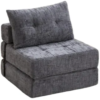 Okwish Schlafsofa Klappbares mit Kopf und Lumbalkissen grau Chenille 200/90/75 cm , Grau , Textil , 79x57x79 cm , Wohnzimmer, Sofas & Couches, Schlafsofas, Schlafsessel
