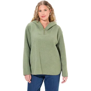 Ulla Popken Damen große Größen Übergrößen Plus Size Teddypullover, Plüsch, Kapuze, Langarm