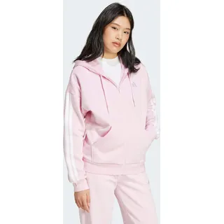 adidas Essentials 3 Stripes Fleece Reißverschlusspullover - clear pink, / White - S, - Regular
