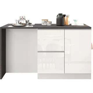 KOCHSTATION Kücheninsel »KS-Sole, Kochinsel, Küchenarbeitsblock, Inselküche, Arbeitsinsel« Breite 152,5 cm, mit Essplatz, Handtuchhalter, Fächer und Weinregal, weiß