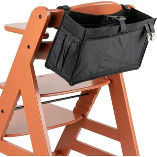 Hochstuhl Organizer, 1 Set, aus Filz, Schwarz, passend für alle Marken und Modelle, mit vielen Taschen für Babysachen Organisation, hängende Aufbewahrungstasche Kinderhochstuhl, Rückenlehne Stauraum