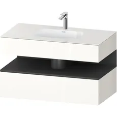 Duravit Qatego Einbauwaschtisch mit Konsolenwaschtischunterbau, 1000x550x600mm, Nische Graphit Matt, QA4786049, Farbe: Weiß Hochglanz/mit Nischenbeleuchtung