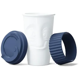 FIFTYEIGHT PRODUCTS / Becher ToGo „Lecker“ (Porzellan, 400ml, Marineblau, Made in Germany)