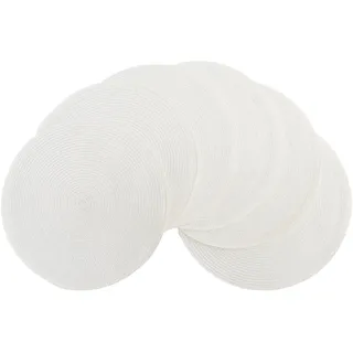 Winknowl Runde Platzsets 6er Set, Abwaschbar Tischmatten rutschfest Abgrifffeste Hitzebeständig Tischsets, 37 cm Runde Platz-Matten für Esstisch (Weiß Natur)