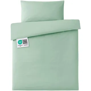 MAKIAN Bettwäsche Baby Kinder 100x135, 40x60 cm | 100% Baumwolle, atmungsaktiv, pflegeleicht | Babybettwäsche Set mit Hotelverschluss, Oeko-Tex Zertifiziert (Eisgrün)