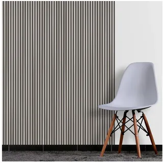 Queence Fototapete »Paneele in Holzoptik« 3D-Optik Holz bedruckt clean gestreift seidenmatt glatt Wandpaneele, selbstklebend, Tapete, Sticker, Wanddeko, Holzoptik, braun