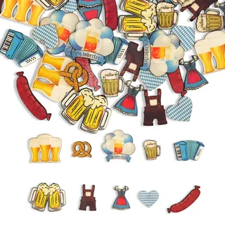 50 Stück Oktoberfest Deko, Streudeko Bayrisch Holz Oktoberfest Deko, Bayrische Dekoration Holz Streudeko Party Tischdekoration für Bierfes