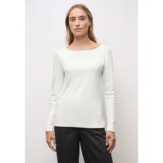 STREET ONE Langarmshirt STREET ONE "Style Lanea", Damen, Gr. 44, sanftes weiß, Jersey, Obermaterial: 50% Baumwolle, 50% Modal. Futter: 100% Baumwolle, unifarben, regular fit normal, U-Boot-Ausschnitt, angesetztes Bündchen, Shirts Langarmshirt, mit U-Boot Ausschnitt