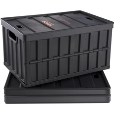 Bild 3er-Set 65L Profi Klappbox aus PP Transportbox mit Deckel Faltbarer Aufbewahrungsbox mit Handgriff Stapelbare Kisten Storage Box Faltboxen Stapelboxen für Aufbewahrung & Transport