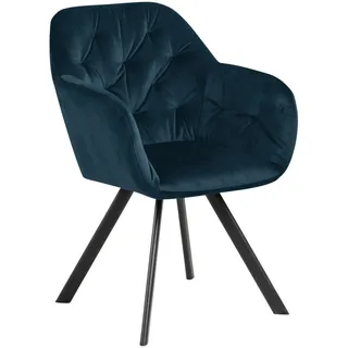 Carryhome Armlehnstuhl (Drehbar) , Blau , Textil , Flachrohr , 57.5x81.5x61.5 cm , Stoffauswahl, Typenauswahl, automatische Rückholfunktion , Esszimmer, Stühle, Polsterstühle