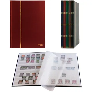 Prophila Collection 16 weiße Seiten A4 Briefmarken-Einsteckbuch rot