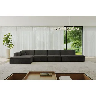altdecor Eckcouch Samt 412x165 cm 2-Sitzer Schwarz