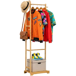 Relaxdays Garderobenständer Natur Bambus Bronze
