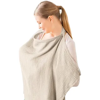Stilltuch für Unterwegs Stillschal, Musselin-Stillbezug für Babys, Stilltuch aus Baumwolle Multifunktional, Stillschürze für Unterwegs, Verstellbare Stillbezug zum Stillen für Mutter, Khaki