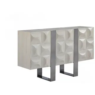 Kawola Sideboard Margo Grau Holz , Nachbildung , 3 Fächer , Rechteckig , 140x85x40 cm , Kleinmöbel, Kommoden, Sideboards