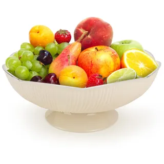 SHMSHNG Obstschale, Lebensmittelqualität PET Obstkorb, Obstschalen 25 x 13 x 11cm, Abnehmbar Obstschale Modern mit Drainagelöcher, Fruit Bowl, Dekoschalen für Obst, Badezimmerartikel, Küche, Weiß